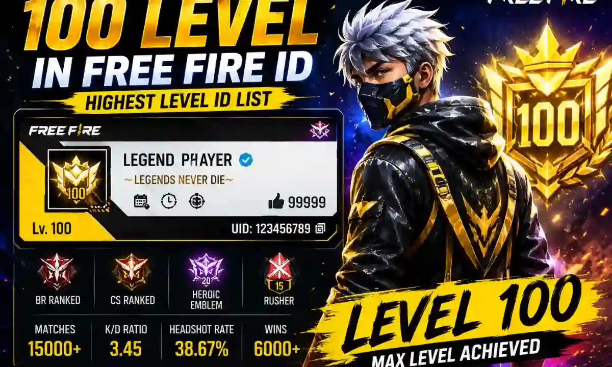 100 level in free fire id